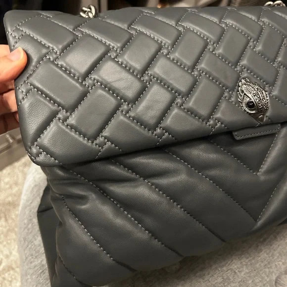 Kurt Geiger London XXL Gray Leather Quilted Shoulder Bag - Picture 6 of 8